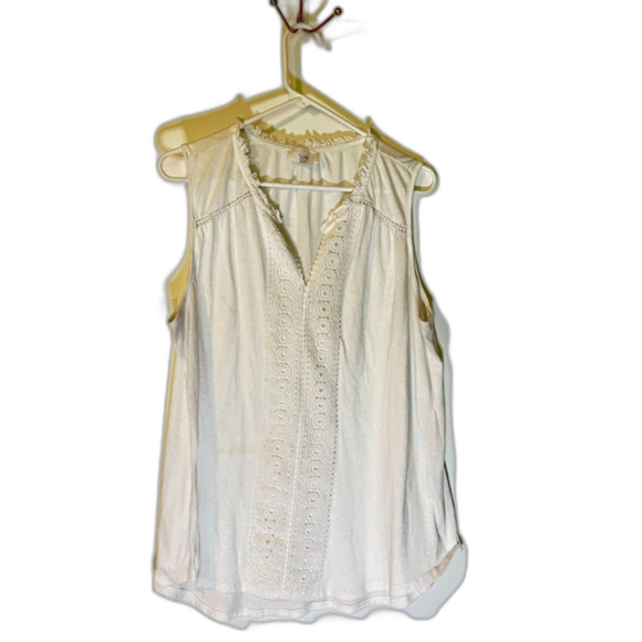 Fyve Fairycore Cottagecore White Bohochic Sleeveless Crocheted Applique Top 2X - Picture 1 of 5